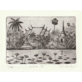 gravure d'un temple au Siam