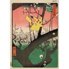 pikachu sur une estampe japonaise