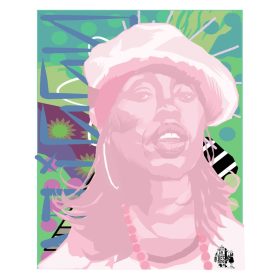 une illustration de Missy Elliot en rose