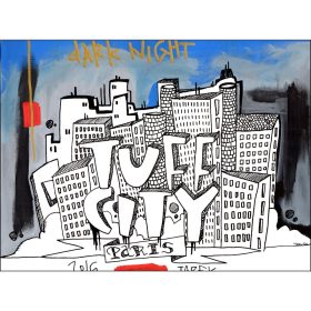 Dessin coloré d'une ville